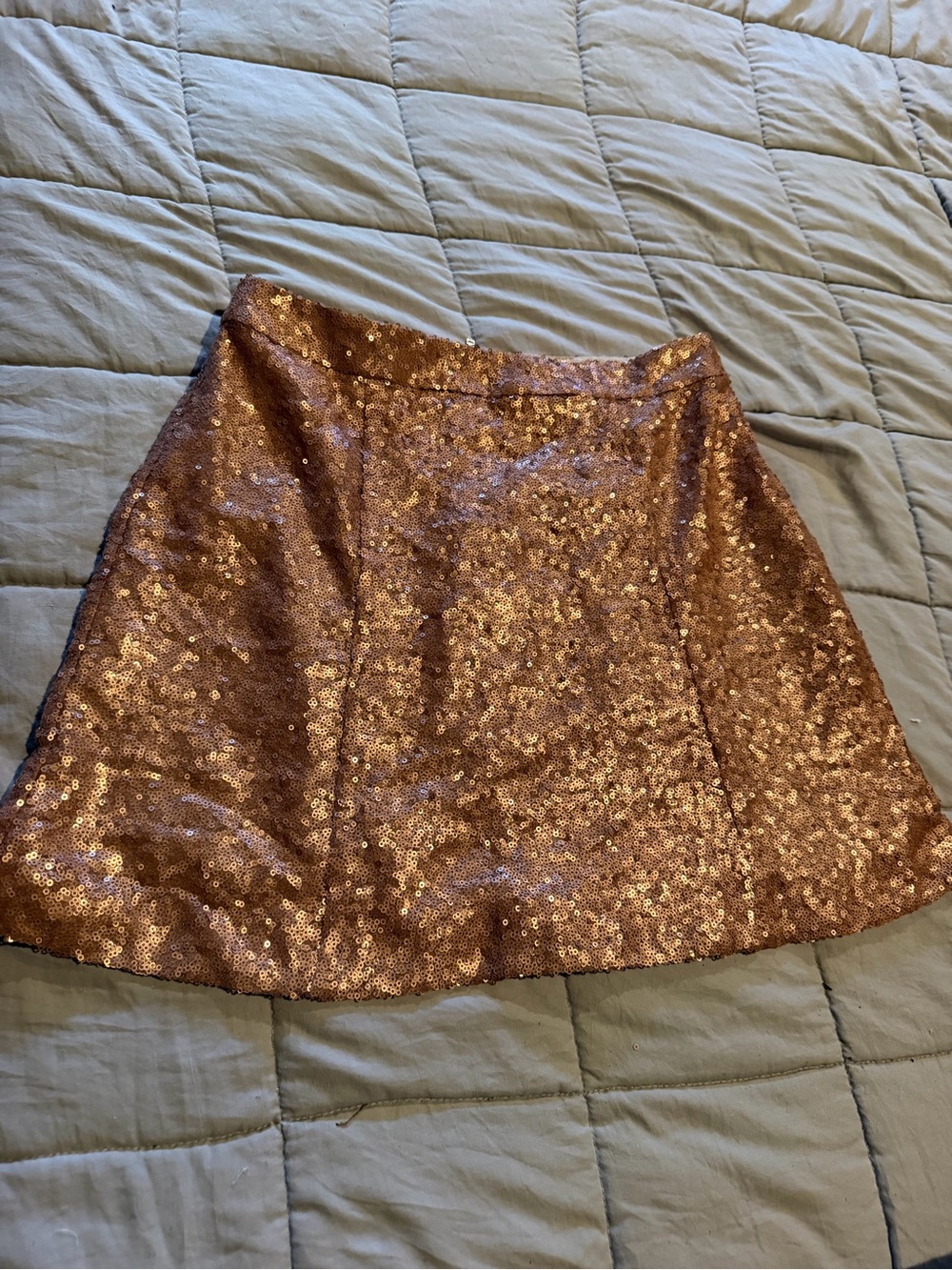 Decree Rose Gold Sequin A-Line Skirt